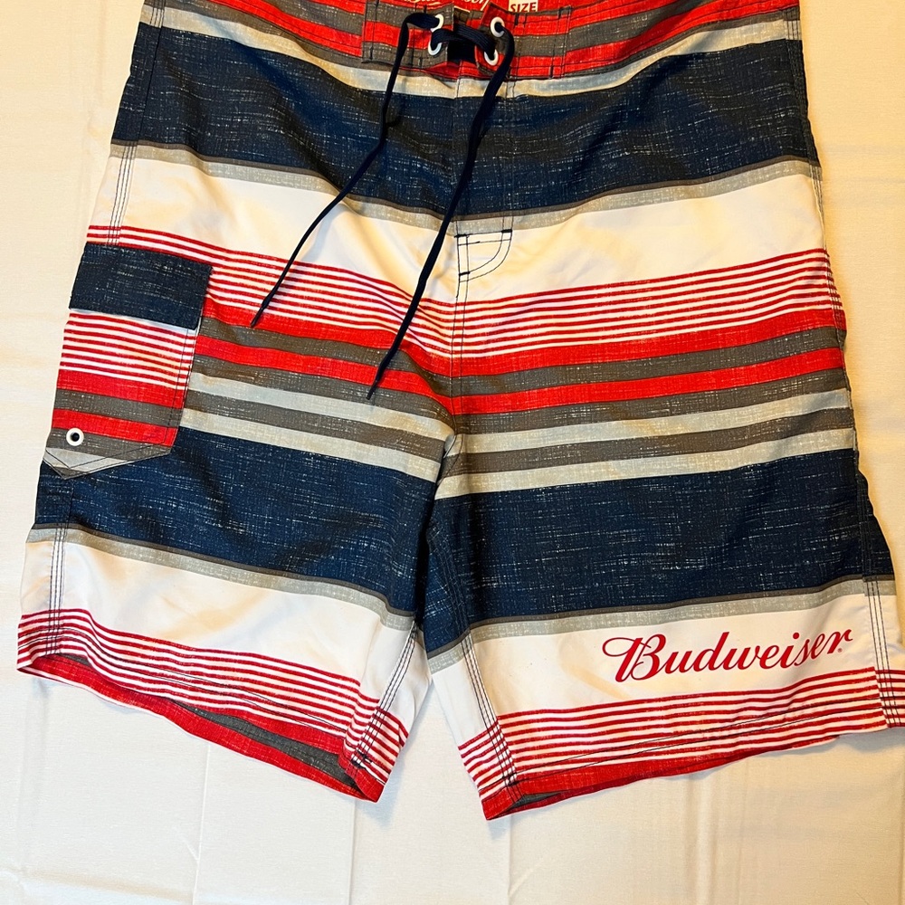 Budweiser Men's Swim Shorts - Red, Blue, White